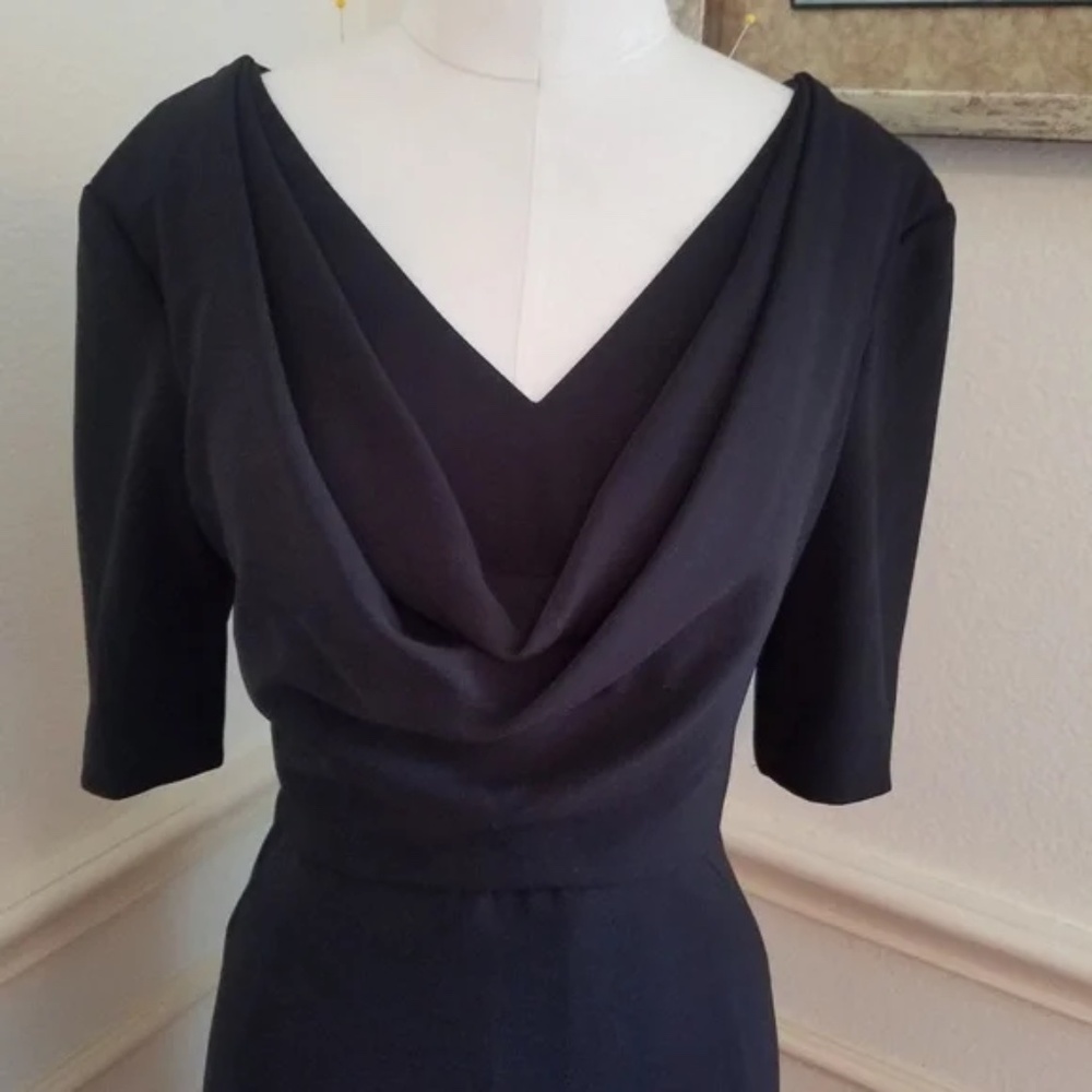 Kasper Black Shift Drape Neckline Rockabilly 50s … - image 2